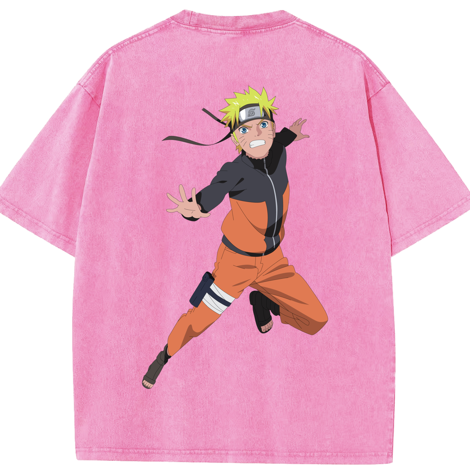 （画像用） NARUTO -ナルト- うずまき ナルト Uzumaki Naruto 綿100% ヴィンテージ風 半袖Tシャツ（背面プリント）